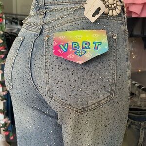 Women's Light Blue Embellished Jeans